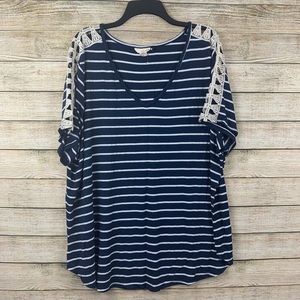 Tru Self • Navy & White Striped Top